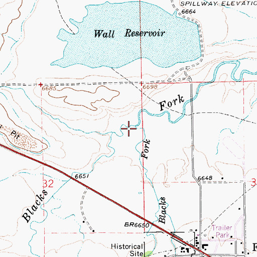 Topographic Map of Little Blacks Fork, WY
