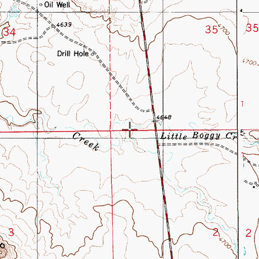 Topographic Map of Little Boggy Creek, WY
