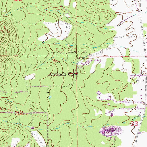 Topographic Map of Antioch African Methodist Episcopal Church, AL