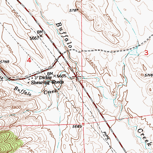 Topographic Map of Little Buffalo Creek, WY