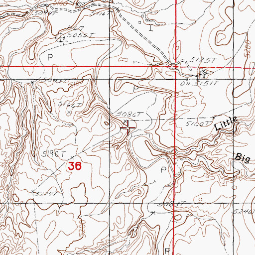 Topographic Map of Little Bull Cedar Creek, WY