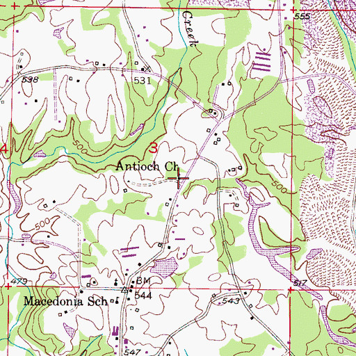 Topographic Map of Antioch Church, AL