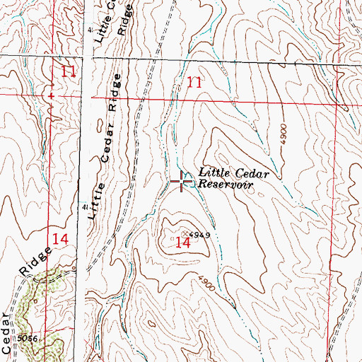 Topographic Map of Little Cedar Reservoir, WY