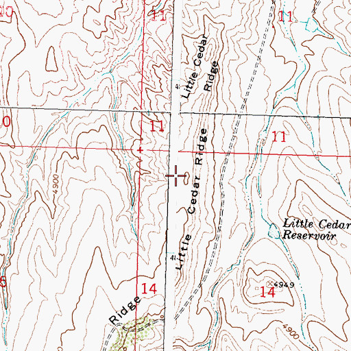 Topographic Map of Little Cedar Ridge, WY