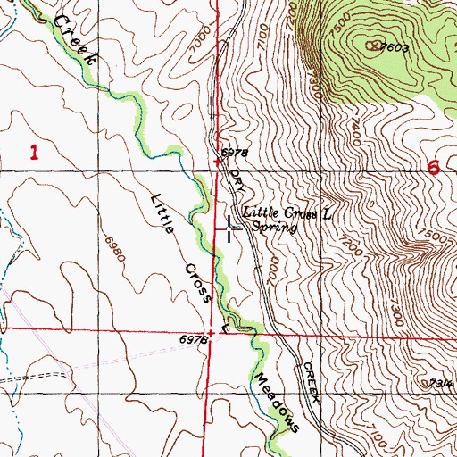 Topographic Map of Little Cross L Spring, WY