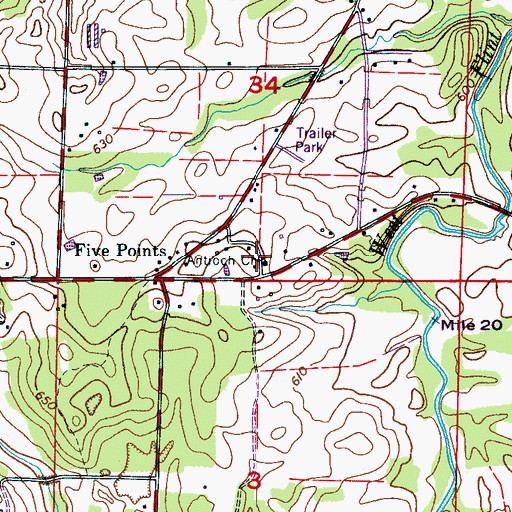 Topographic Map of Antioch Church, AL