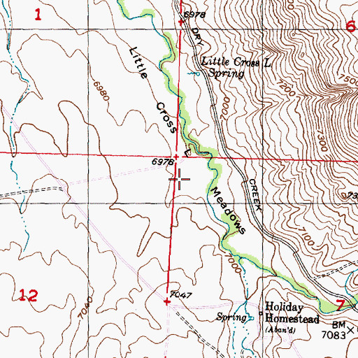 Topographic Map of Little Cross Meadows, WY