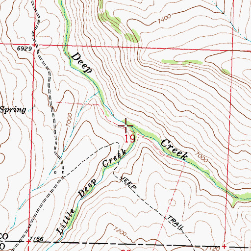 Topographic Map of Little Deep Creek, WY