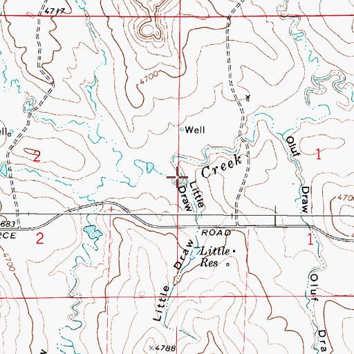 Topographic Map of Little Draw, WY
