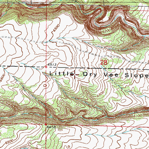 Topographic Map of Little Dry Vee Slope, WY