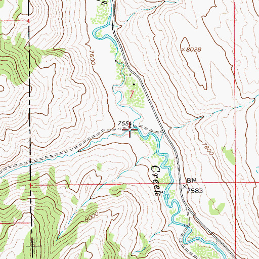 Topographic Map of Little Fall Creek, WY