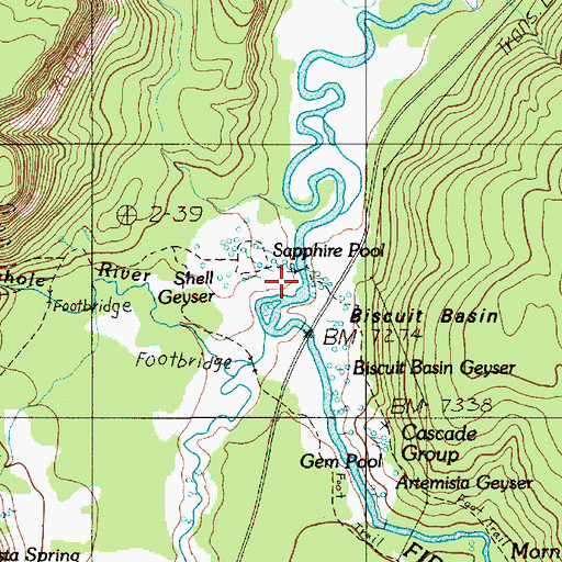 Topographic Map of Little Firehole River, WY