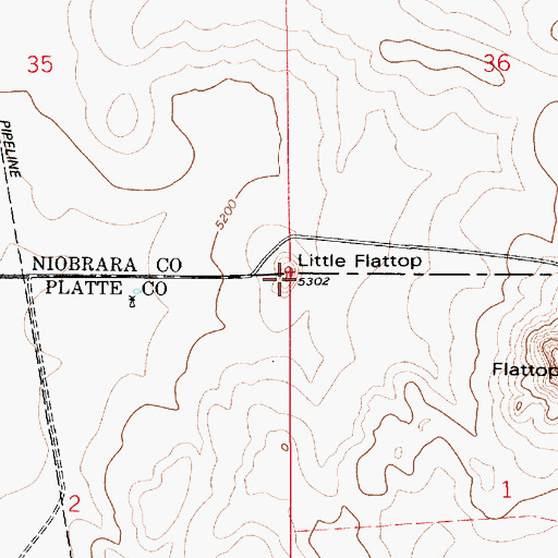 Topographic Map of Little Flattop, WY