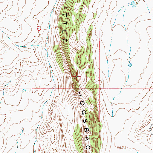 Topographic Map of Little Hogsback, WY