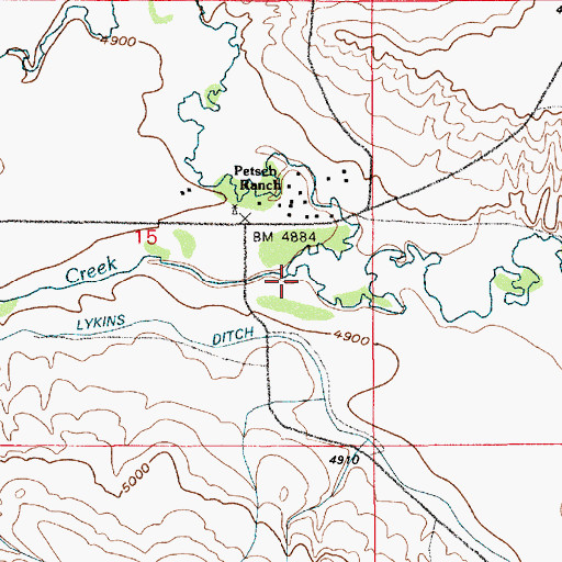 Topographic Map of Little Horse Creek, WY