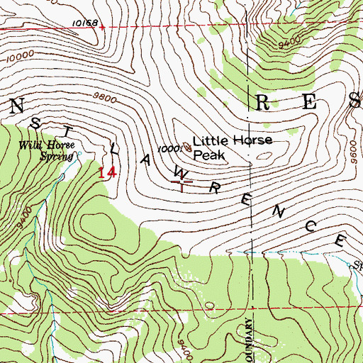 Topographic Map of Little Horse Peak, WY