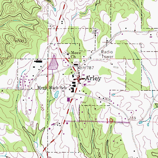 Topographic Map of Arley, AL
