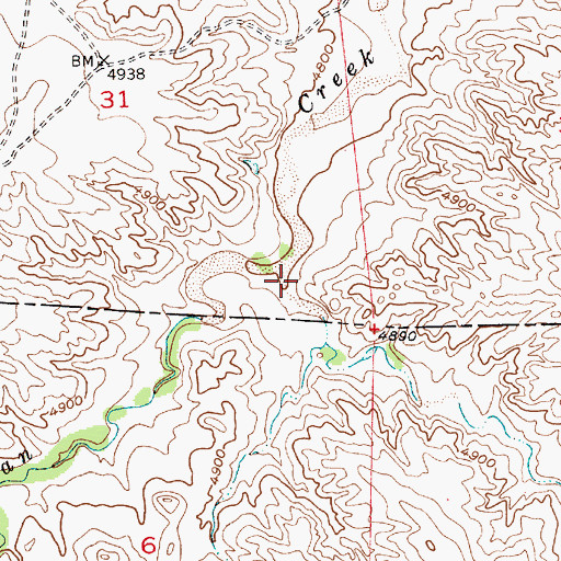 Topographic Map of Little Indian Creek, WY