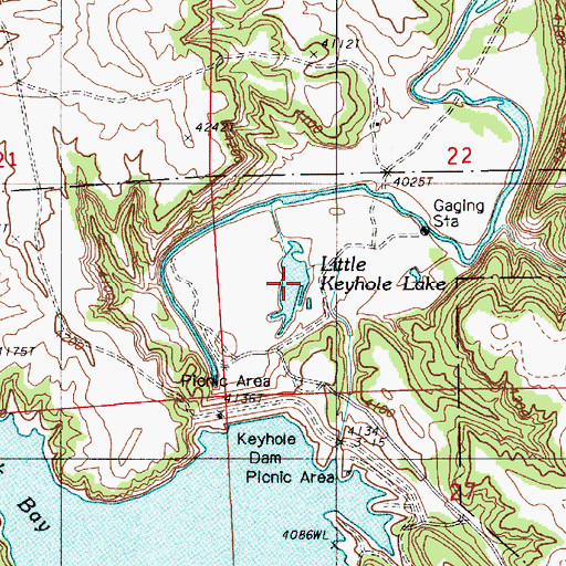 Topographic Map of Little Keyhole Lake, WY
