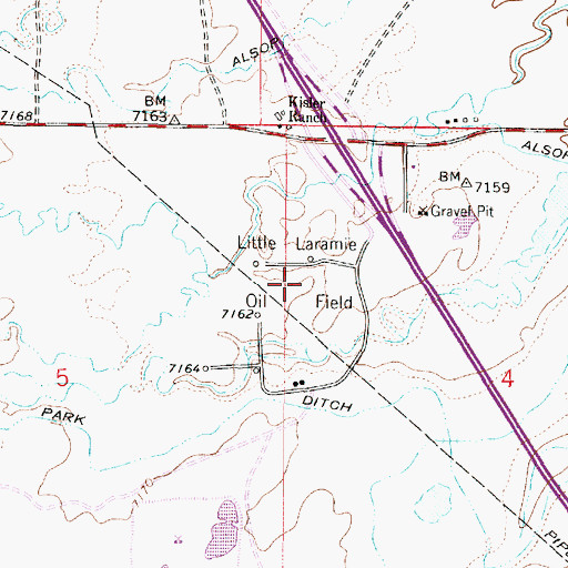 Topographic Map of Little Laramie Oil Field, WY