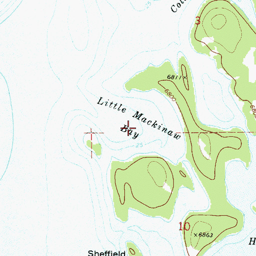 Topographic Map of Little Mackinaw Bay, WY