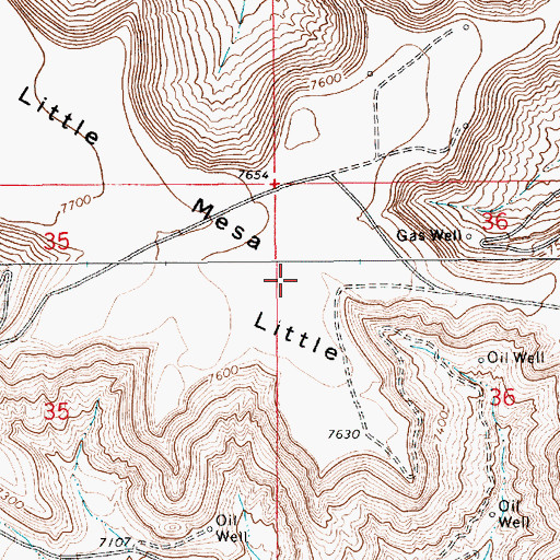 Topographic Map of Little Mesa, WY