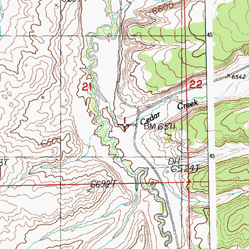 Topographic Map of Little Mellor Canyon, WY