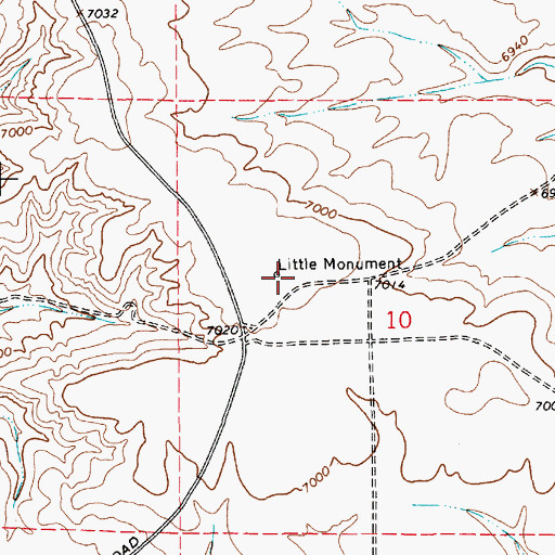 Topographic Map of Little Monument, WY