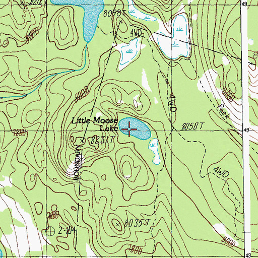 Topographic Map of Little Moose Lake, WY