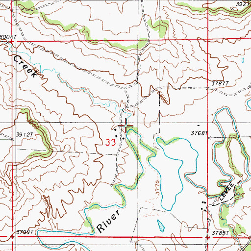 Topographic Map of Little Mud Creek, WY