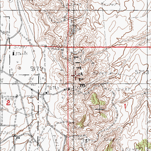 Topographic Map of Little Pine Ridge, WY
