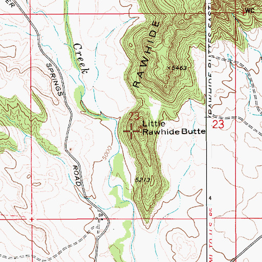 Topographic Map of Little Rawhide Butte, WY