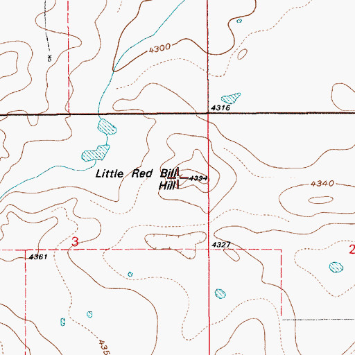 Topographic Map of Little Red Bill Hill, WY