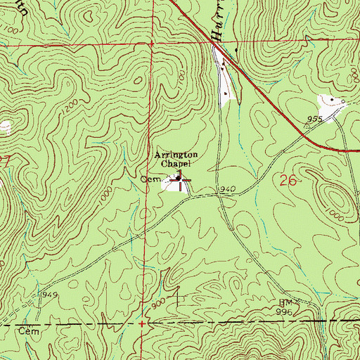 Topographic Map of Arrington Chapel Congregational Methodist Church, AL