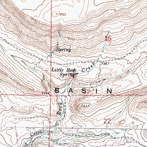 Topographic Map of Little Rock Spring, WY