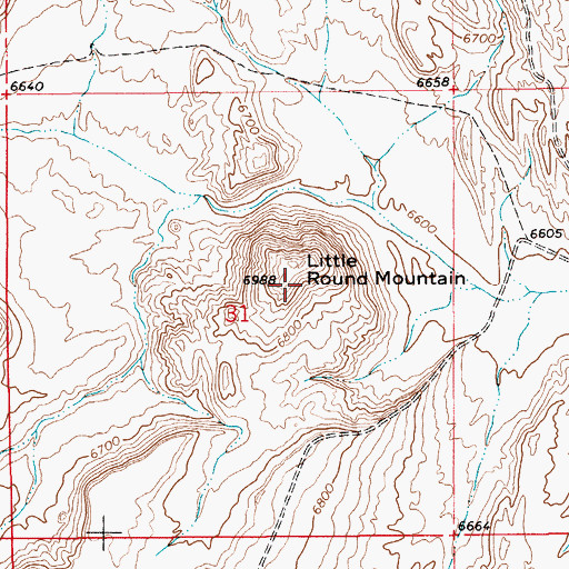 Topographic Map of Little Round Mountain, WY