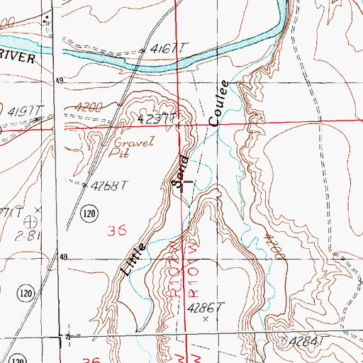 Topographic Map of Little Sand Coulee, WY