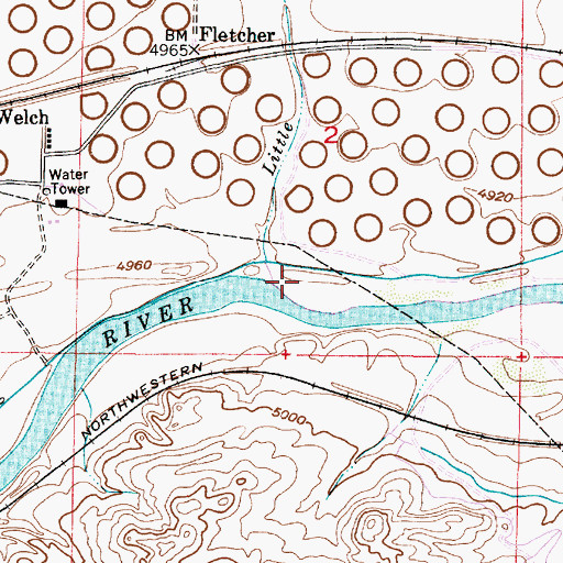 Topographic Map of Little Sand Creek, WY