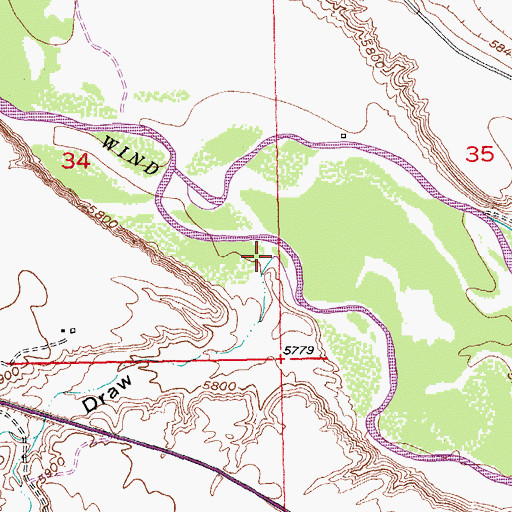 Topographic Map of Little Sand Draw, WY