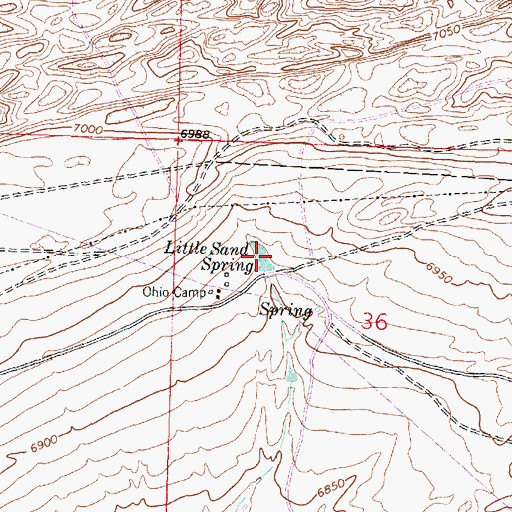 Topographic Map of Little Sand Spring, WY