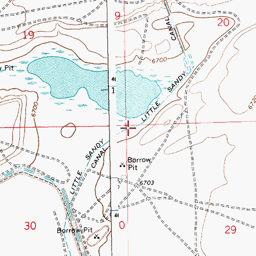 Topographic Map of Little Sandy Canal, WY
