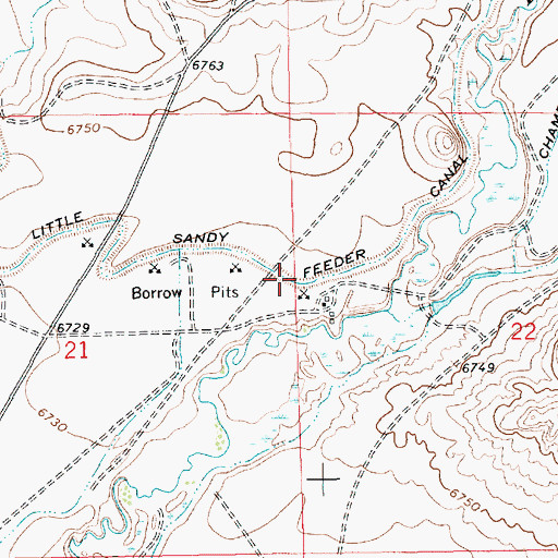Topographic Map of Little Sandy Feeder Canal, WY