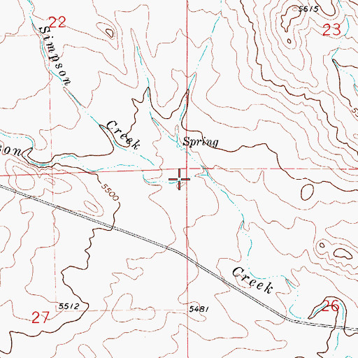 Topographic Map of Little Simpson Creek, WY