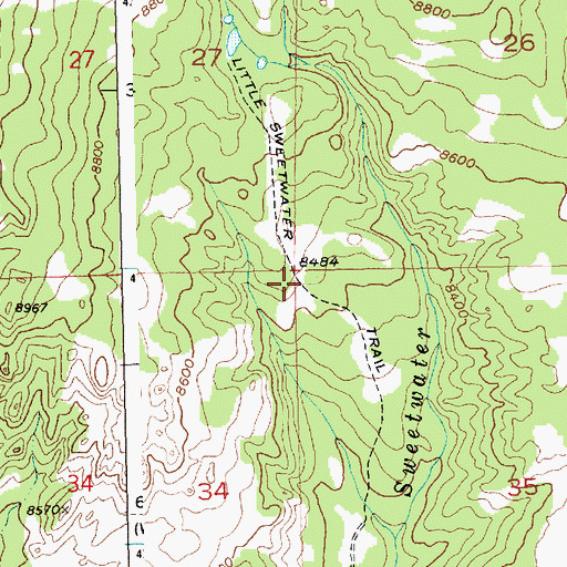 Topographic Map of Little Sweetwater Trail, WY