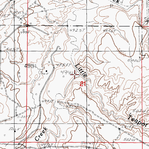Topographic Map of Little Teapot Creek, WY