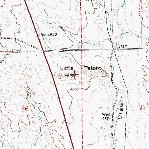 Topographic Map of Little Tetons, WY