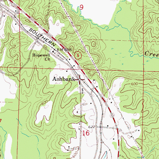 Topographic Map of Ashbank, AL