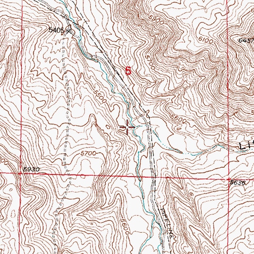 Topographic Map of Little V-H Draw, WY