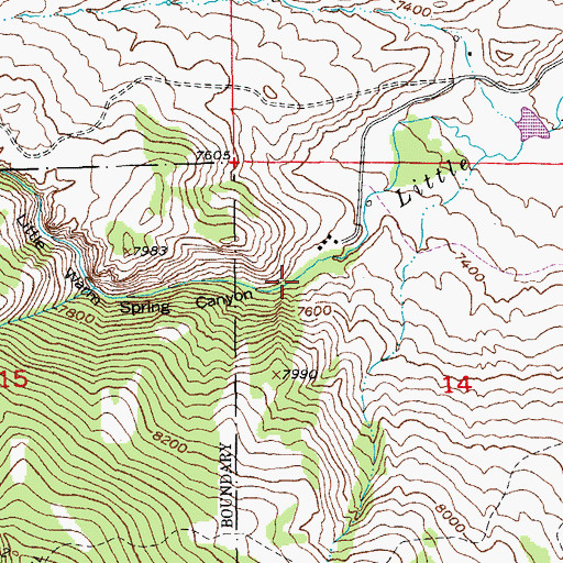 Topographic Map of Little Warm Spring Canyon, WY