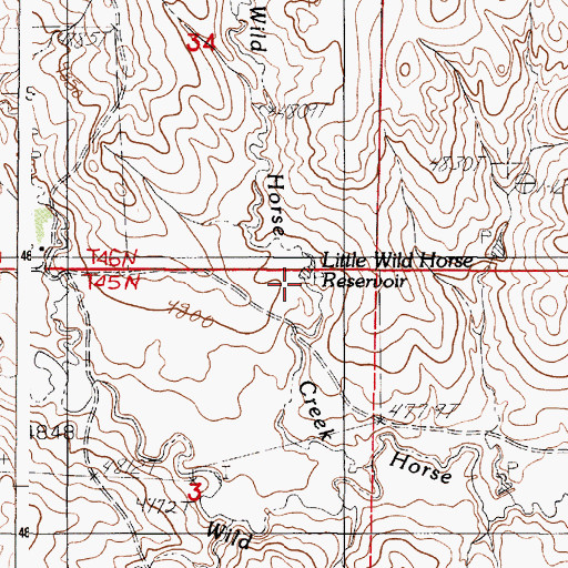 Topographic Map of Little Wild Horse Reservoir, WY